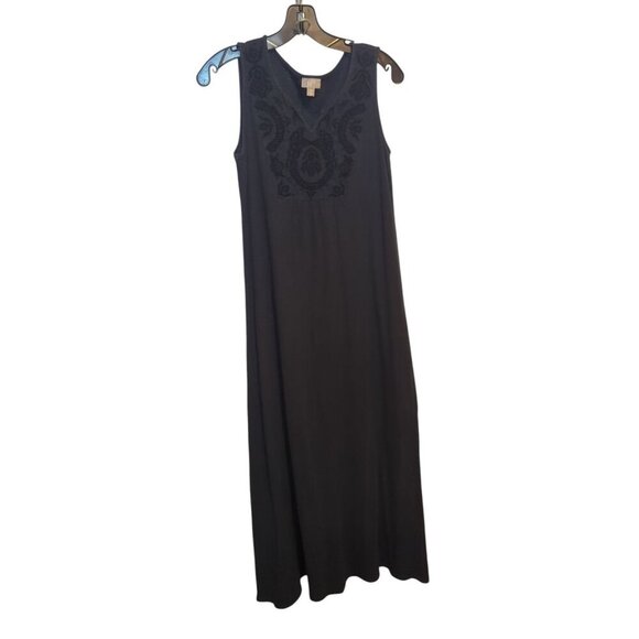J Jill Long Navy Maxi Dress Sleeveless Summer Cotton/Linen Blend Size XS - Picture 1 of 12